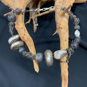 Jet, Silver & Crafted Chain Necklace